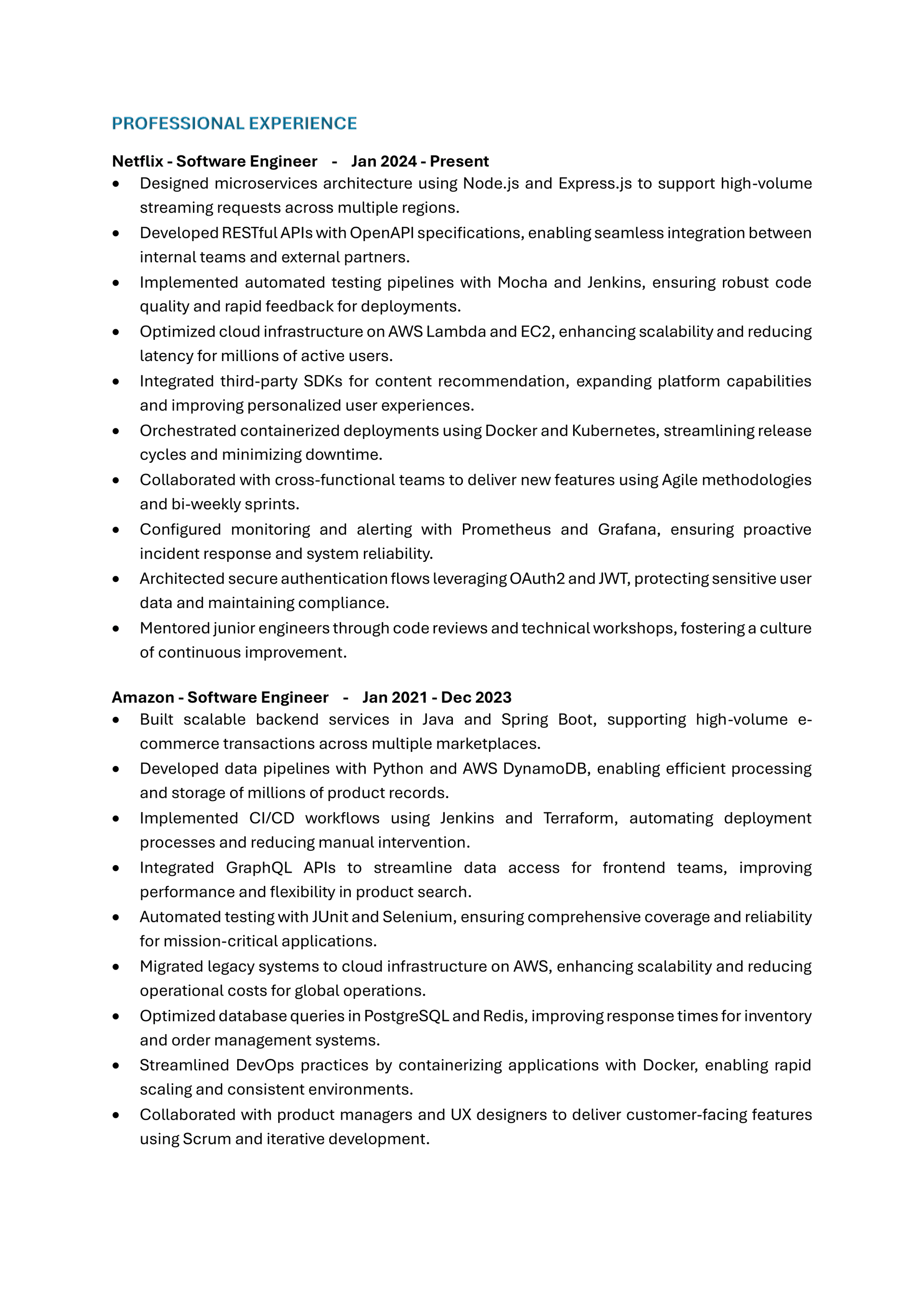 AI Modern resume template — page 2