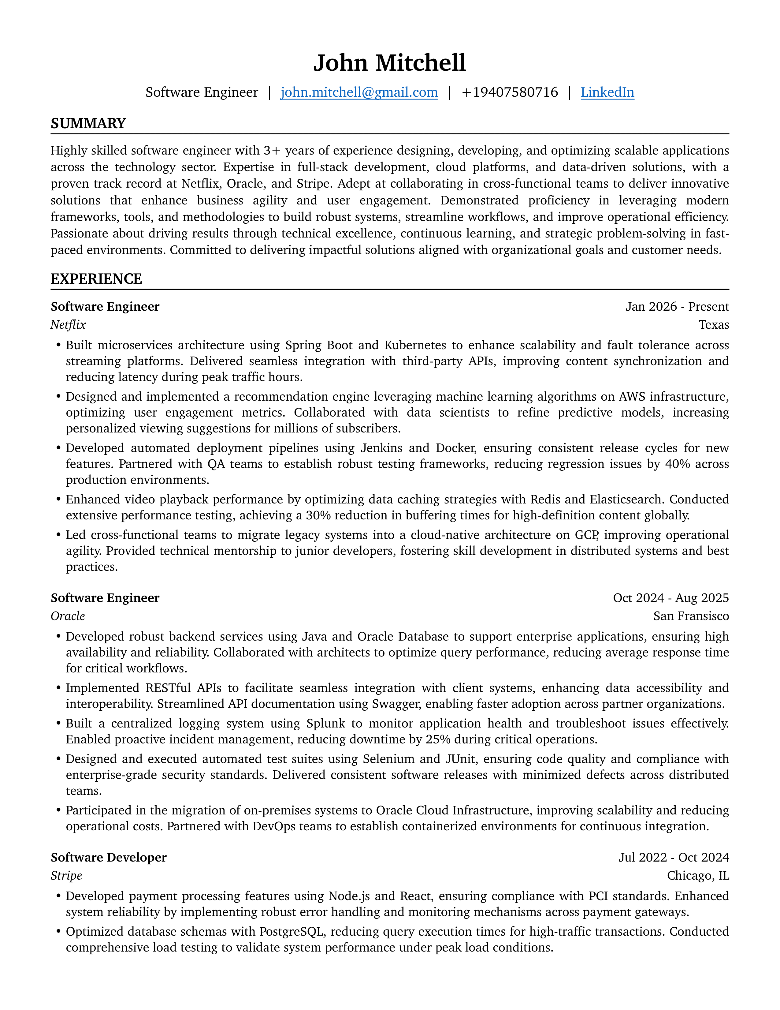 Classic resume template preview