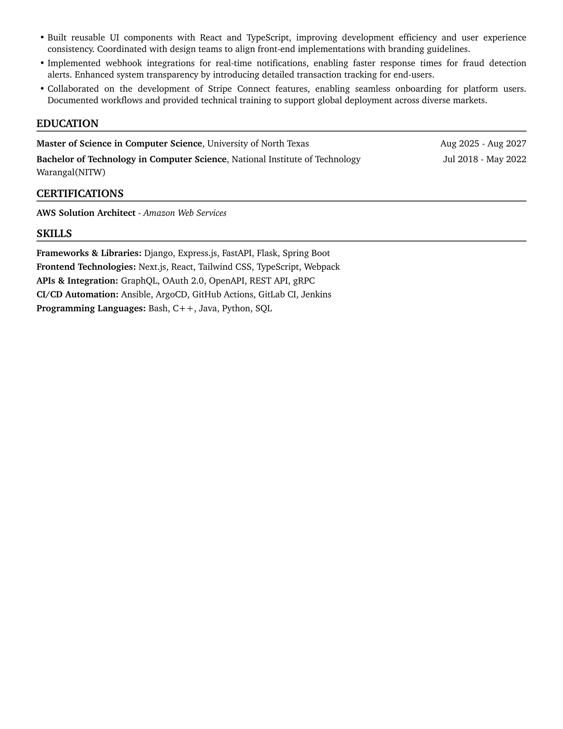 Classic resume template — page 2